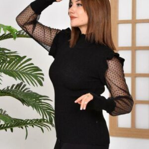 Bluza dama cu dantela Demy negru - imagine 1