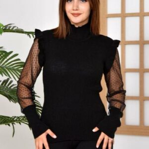 Bluza dama cu dantela Demy negru - imagine 2