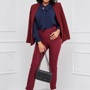 Bluza dama din voal cu guler tip esarfa Amma albastru inchis - imagine 4