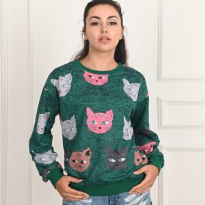 Bluza sport dama Cats verde - imagine 2