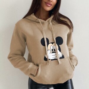 Bluza sport dama Mickey Hands Bej - imagine 3