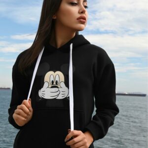 Bluza sport dama Mickey Hands Negru - imagine 1