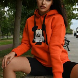 Bluza sport dama Mickey Hands Portocaliu - imagine 2