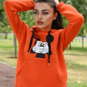 Bluza sport dama Mickey Hands Portocaliu - imagine 1