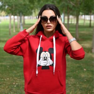 Bluza sport dama Mickey Hands Rosu - imagine 1