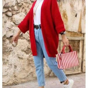 Cardigan dama Julia rosu - imagine 1