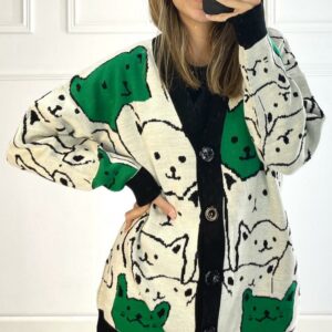 Cardigan dama Lania verde - imagine 1
