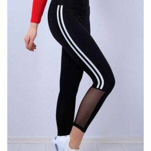 Colanti Sport cu 2 Dungi si Dantela Licra Sammy Negru - imagine 1