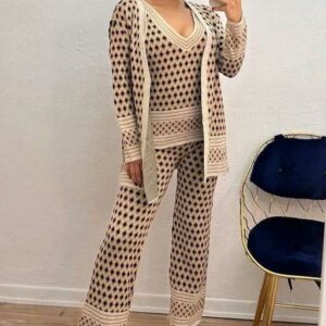 Compleu dama tricot 3 piese Dasha maro - imagine 1