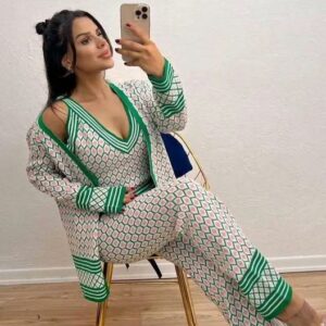 Compleu dama tricot 3 piese Dasha verde - imagine 1
