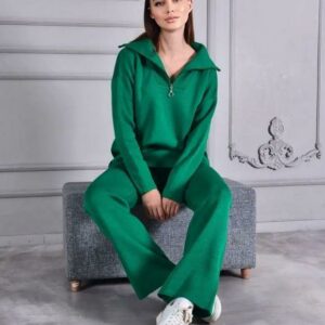 Compleu dama tricotat Yuni verde - imagine 1