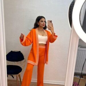Compleu dama tricot ZGR portocaliu - imagine 3