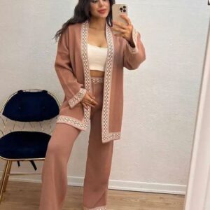 Compleu dama tricot ZGR roz pudra - imagine 1