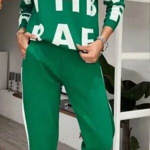Compleu dama tricotat Leters Verde - imagine 1