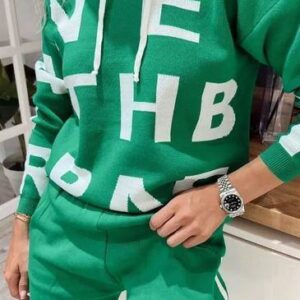 Compleu dama tricotat Leters Verde - imagine 2