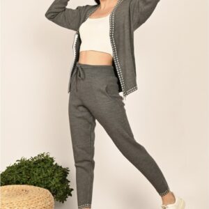Compleu dama tricotat Noody gri - imagine 1