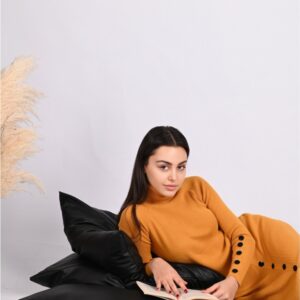 Compleu dama tricotat Sonya galben mustar - imagine 3