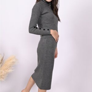 Compleu dama tricotat Sonya gri inchis - imagine 2
