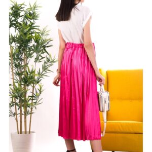 Fusta dama cu Pliuri Solares Fucsia - imagine 3