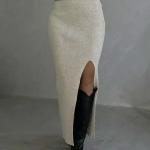 Fusta dama tricot Anda crem - imagine 1