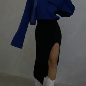 Fusta dama tricot Anda negru - imagine 2