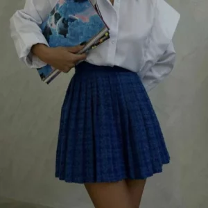 Fusta dama tricot SchoolGirl albastru - imagine 2