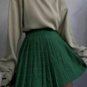 Fusta dama tricot SchoolGirl verde - imagine 2