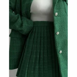 Fusta dama tricot SchoolGirl verde - imagine 3