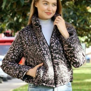 Geaca dama scurta Sophia Pink Kisses negru - imagine 1