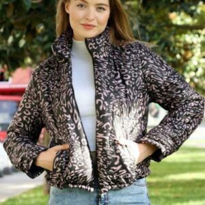 Geaca dama scurta Sophia Pink Kisses negru - imagine 2