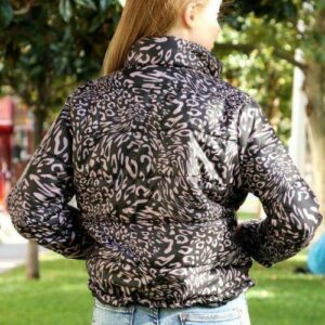 Geaca dama scurta Sophia Pink Kisses negru - imagine 3