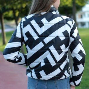 Geaca dama scurta Sophia alb-negru - imagine 3