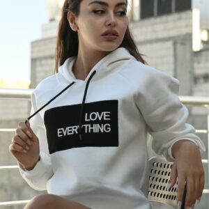 Hanorac dama VATUIT Love Everything alb - imagine 1