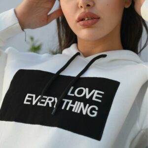 Hanorac dama VATUIT Love Everything alb - imagine 2