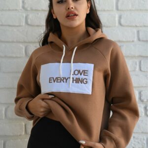 Hanorac dama VATUIT Love Everything bej - imagine 1