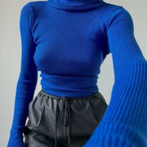 Maleta dama tricot Jullia albastru - imagine 1