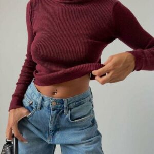 Maleta dama tricot Jullia grena - imagine 1