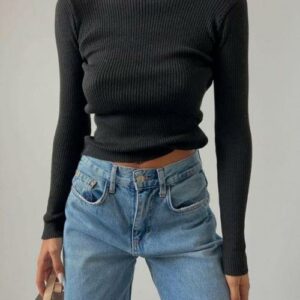 Maleta dama tricot Jullia negru - imagine 1