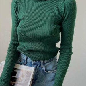 Maleta dama tricot Jullia verde - imagine 1