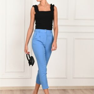 Pantaloni casual dama Donna bleu - imagine 1