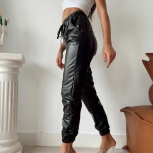 Pantaloni dama piele ecologica Miriam negru - imagine 2