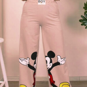 Pantaloni sport dama Mickey bej - imagine 1