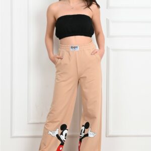 Pantaloni sport dama Mickey bej - imagine 2