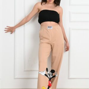 Pantaloni sport dama Mickey bej - imagine 4