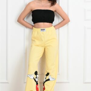 Pantaloni sport dama Mickey galben - imagine 3
