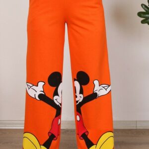 Pantaloni sport dama Mickey portocaliu - imagine 1