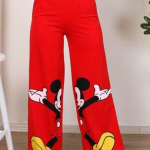 Pantaloni sport dama Mickey rosu - imagine 1