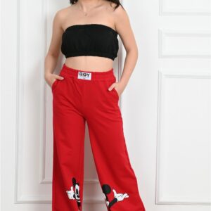 Pantaloni sport dama Mickey rosu - imagine 3