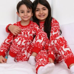 Pijama copii motive Craciun Red - imagine 2