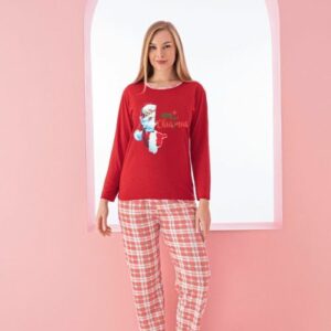 Pijama dama bumbac motive Craciun Santa - imagine 1